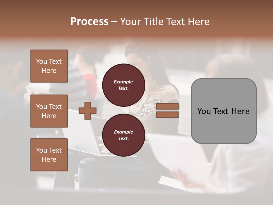 Beautiful Young Woman Working With Her Notebook Is Sitting Outdoors PowerPoint Template