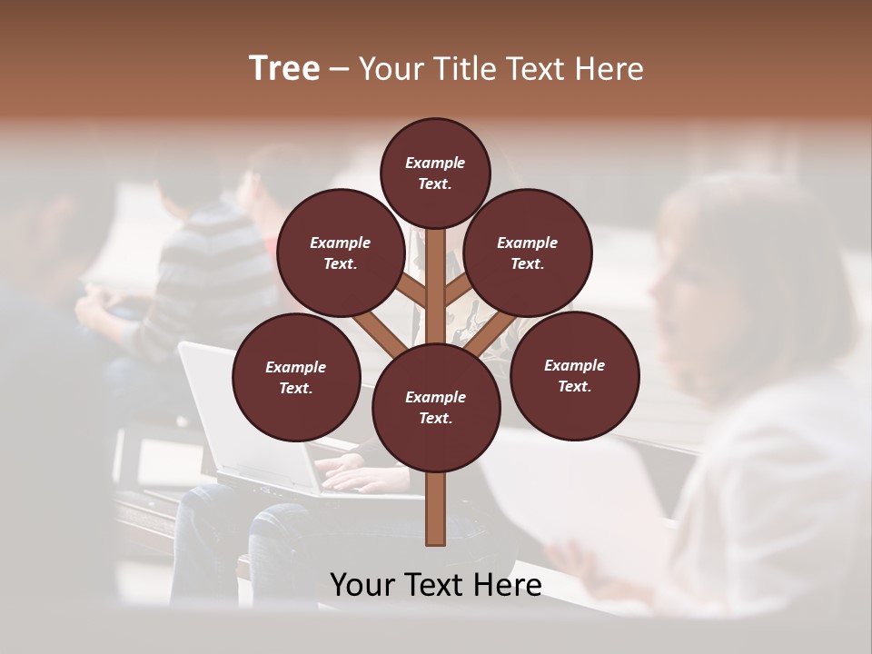 Beautiful Young Woman Working With Her Notebook Is Sitting Outdoors PowerPoint Template