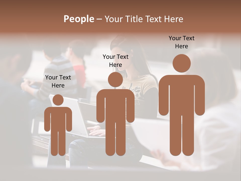 Beautiful Young Woman Working With Her Notebook Is Sitting Outdoors PowerPoint Template