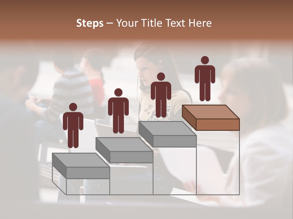 Beautiful Young Woman Working With Her Notebook Is Sitting Outdoors PowerPoint Template