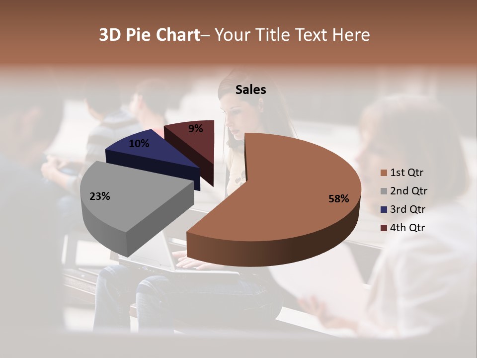 Beautiful Young Woman Working With Her Notebook Is Sitting Outdoors PowerPoint Template