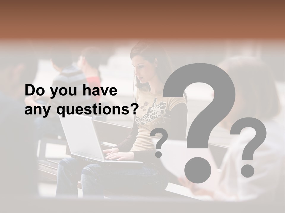 Beautiful Young Woman Working With Her Notebook Is Sitting Outdoors PowerPoint Template