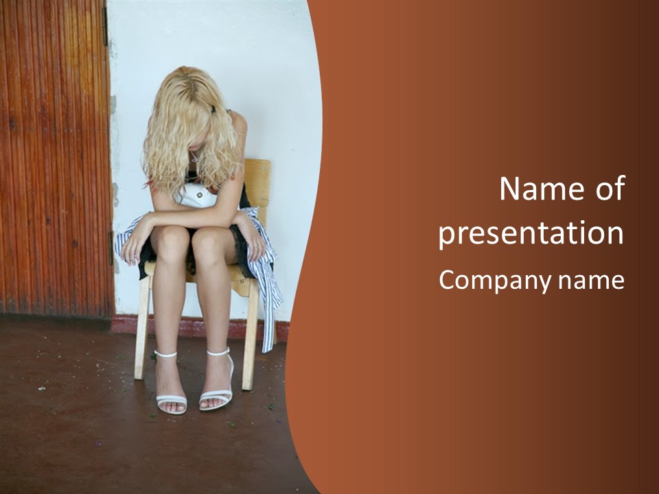 Young Blond Sad Girl PowerPoint Template