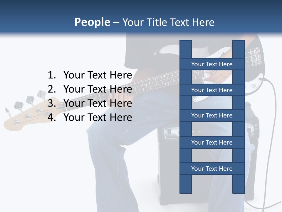 Native American Teen Boy Child Sitting On Amplifier Playing Electric Bass Guitar Over White. PowerPoint Template