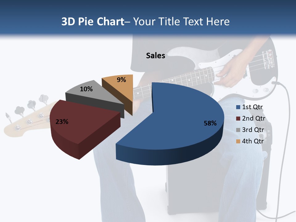 Native American Teen Boy Child Sitting On Amplifier Playing Electric Bass Guitar Over White. PowerPoint Template