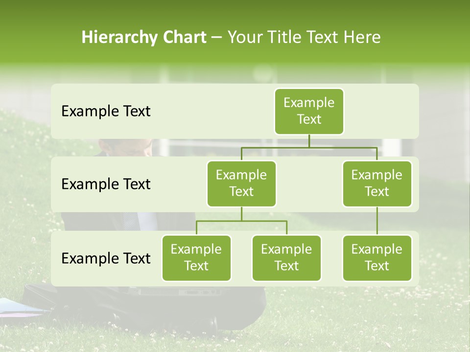 Business Man With Laptop And Notebook Working In The Park In Front Of Office Building PowerPoint Template
