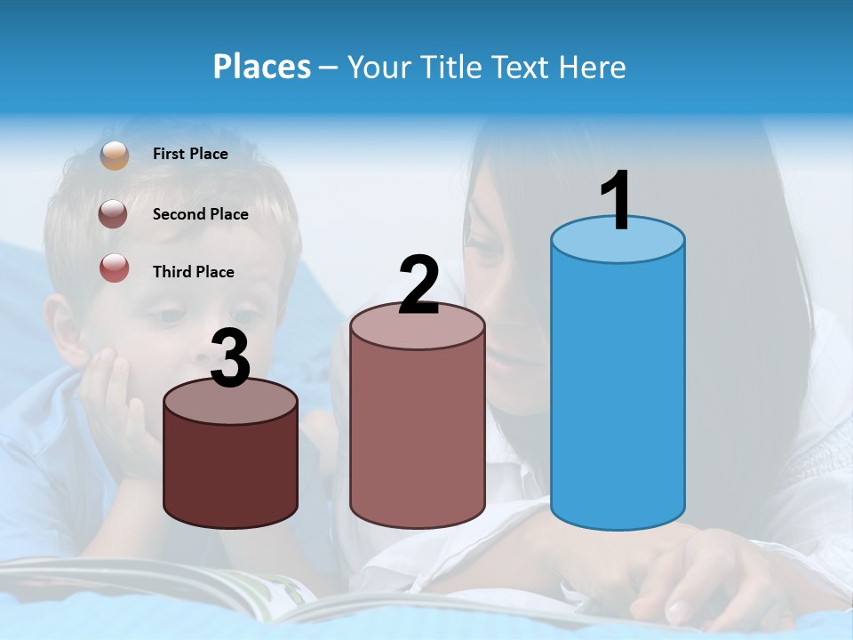 Mother And Three Years Old Boy Reading Book - Good Night PowerPoint Template