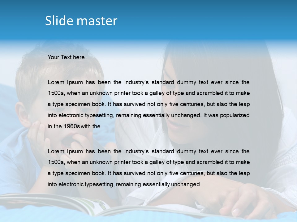 Mother And Three Years Old Boy Reading Book - Good Night PowerPoint Template