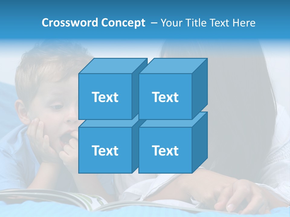 Mother And Three Years Old Boy Reading Book - Good Night PowerPoint Template