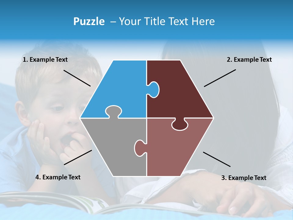 Mother And Three Years Old Boy Reading Book - Good Night PowerPoint Template