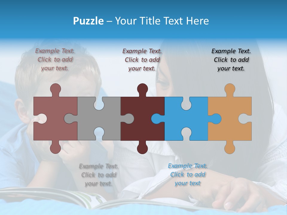 Mother And Three Years Old Boy Reading Book - Good Night PowerPoint Template