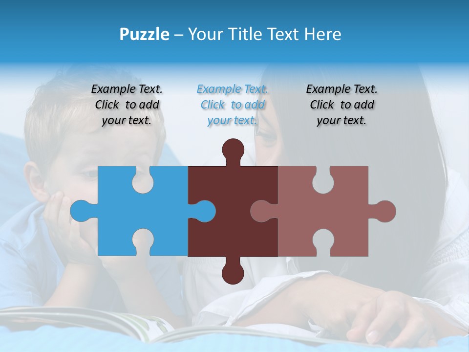 Mother And Three Years Old Boy Reading Book - Good Night PowerPoint Template