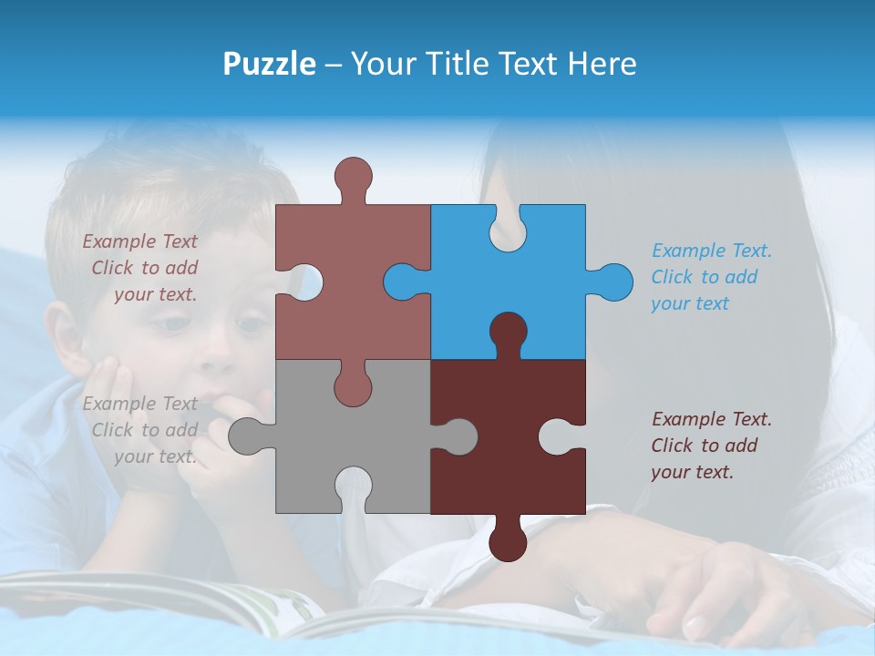 Mother And Three Years Old Boy Reading Book - Good Night PowerPoint Template