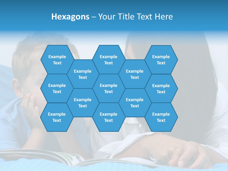 Mother And Three Years Old Boy Reading Book - Good Night PowerPoint Template