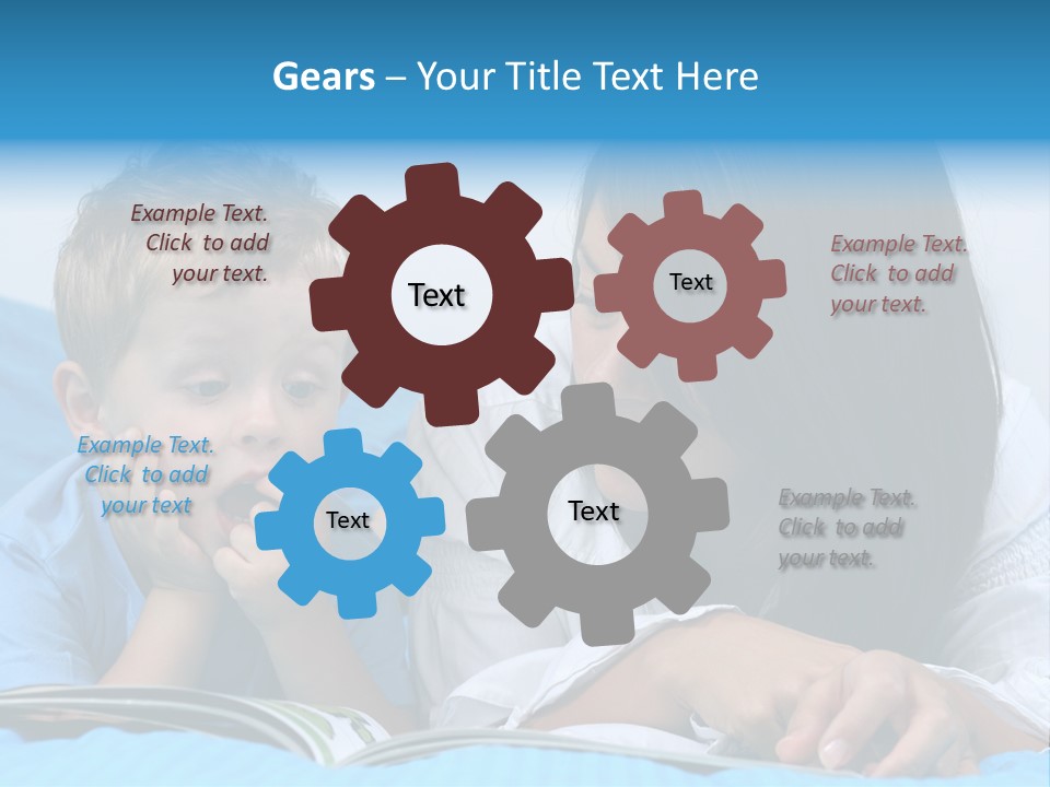 Mother And Three Years Old Boy Reading Book - Good Night PowerPoint Template