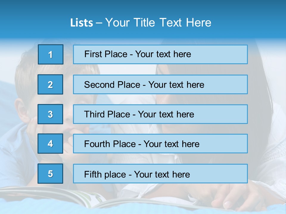 Mother And Three Years Old Boy Reading Book - Good Night PowerPoint Template