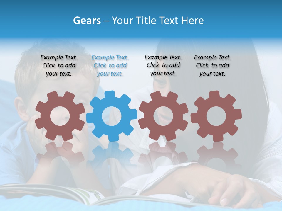 Mother And Three Years Old Boy Reading Book - Good Night PowerPoint Template