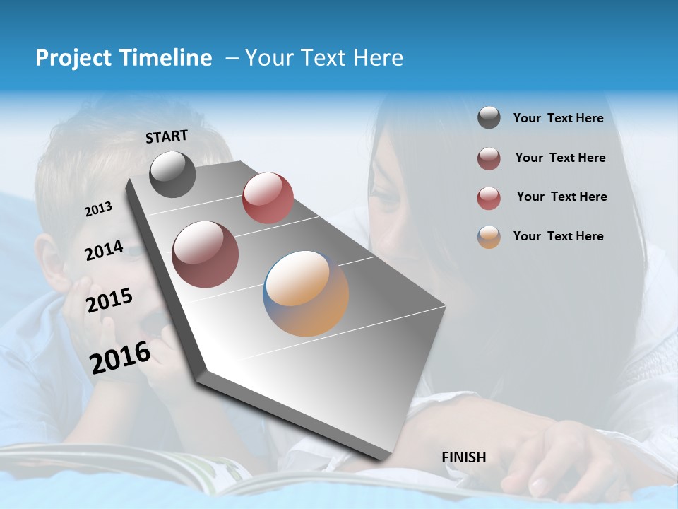 Mother And Three Years Old Boy Reading Book - Good Night PowerPoint Template