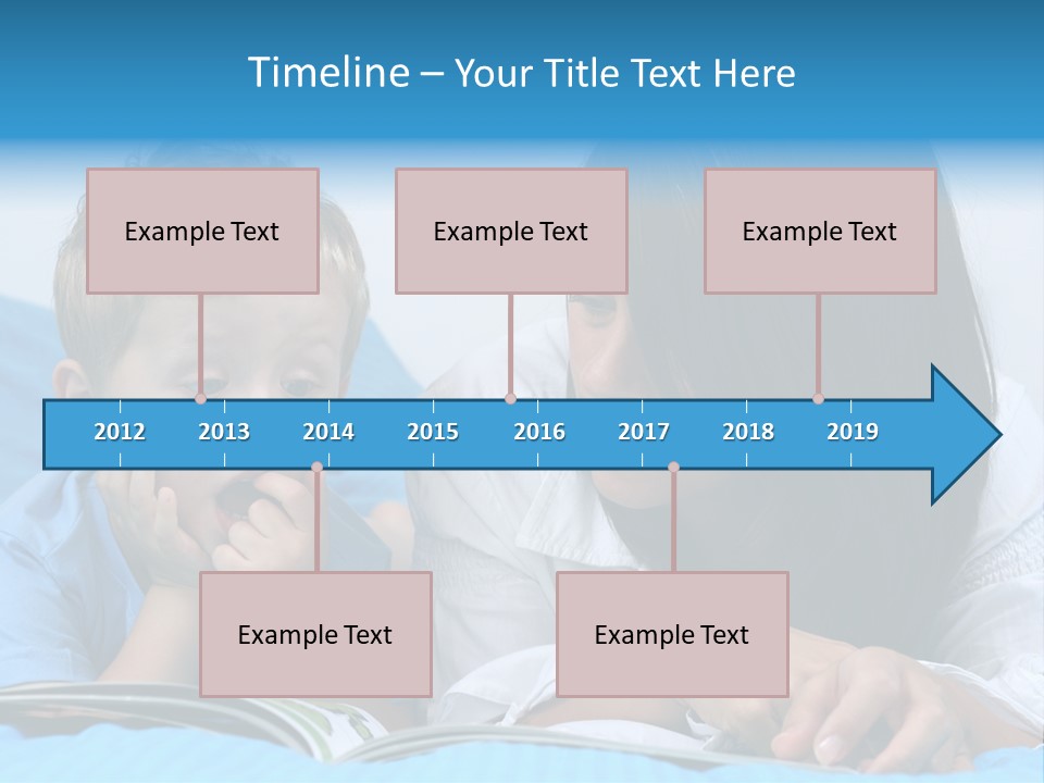 Mother And Three Years Old Boy Reading Book - Good Night PowerPoint Template