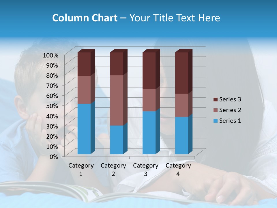 Mother And Three Years Old Boy Reading Book - Good Night PowerPoint Template