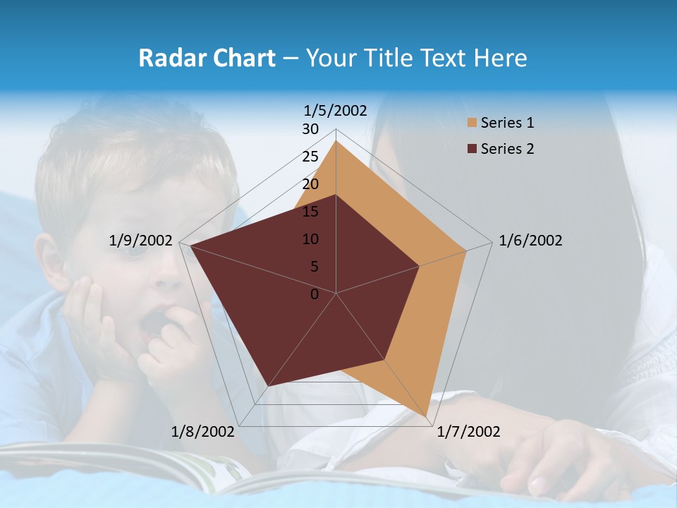 Mother And Three Years Old Boy Reading Book - Good Night PowerPoint Template