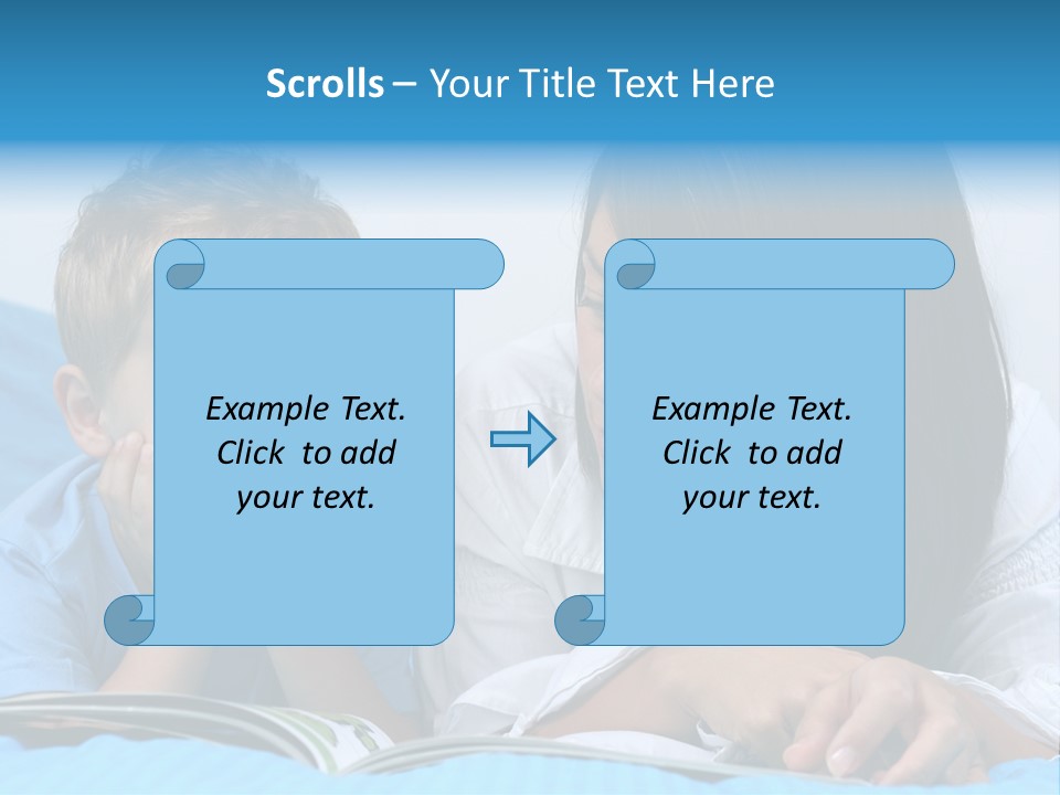 Mother And Three Years Old Boy Reading Book - Good Night PowerPoint Template