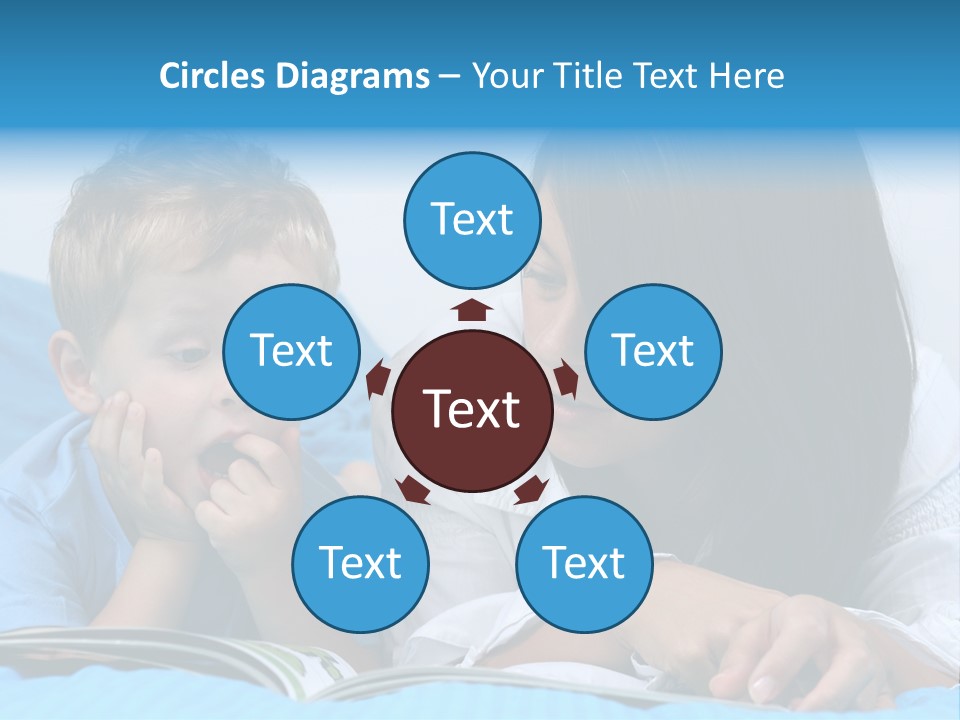 Mother And Three Years Old Boy Reading Book - Good Night PowerPoint Template