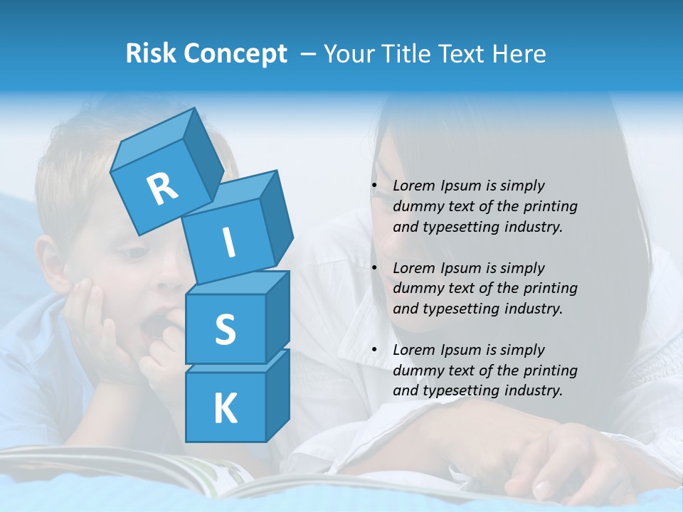 Mother And Three Years Old Boy Reading Book - Good Night PowerPoint Template