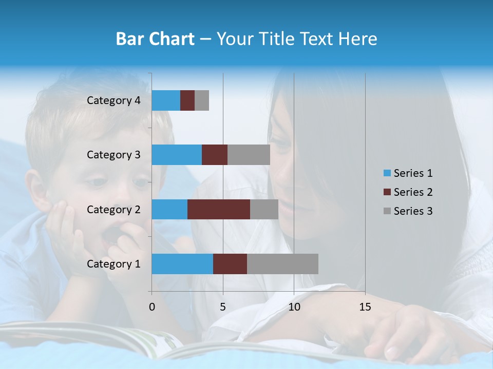 Mother And Three Years Old Boy Reading Book - Good Night PowerPoint Template