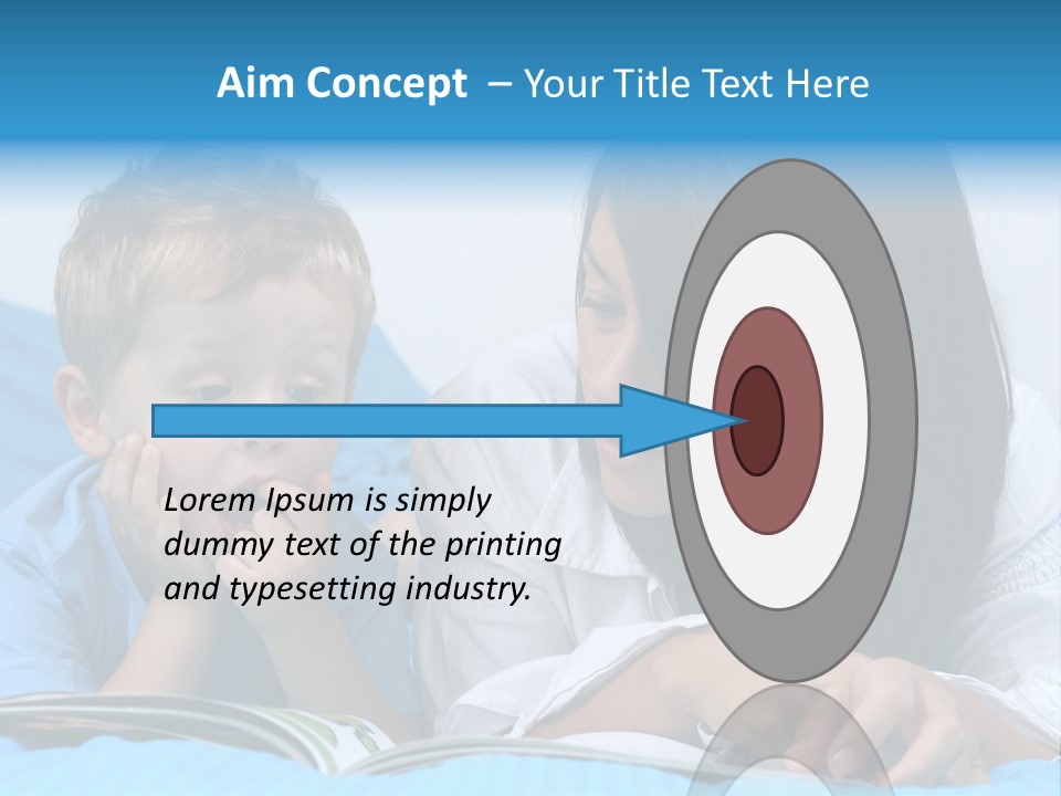 Mother And Three Years Old Boy Reading Book - Good Night PowerPoint Template