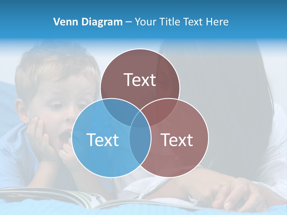 Mother And Three Years Old Boy Reading Book - Good Night PowerPoint Template