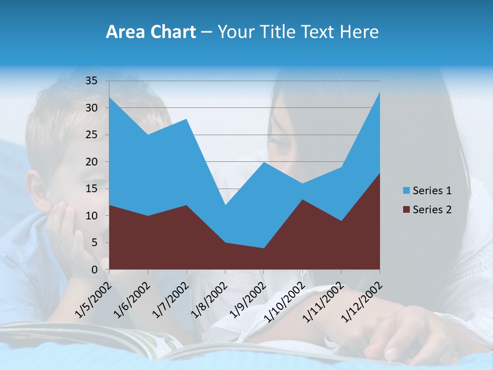 Mother And Three Years Old Boy Reading Book - Good Night PowerPoint Template