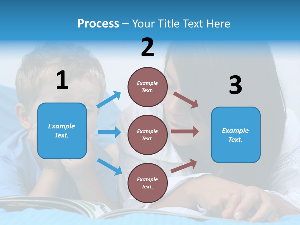 Mother And Three Years Old Boy Reading Book - Good Night PowerPoint Template