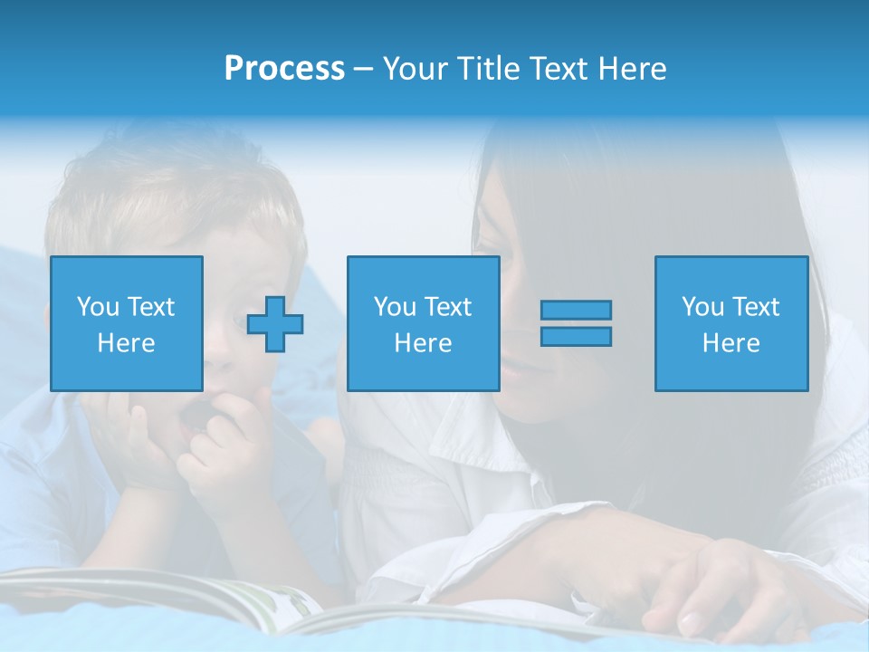 Mother And Three Years Old Boy Reading Book - Good Night PowerPoint Template