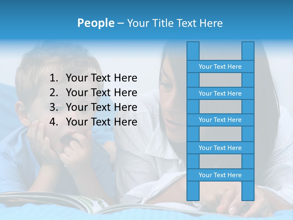 Mother And Three Years Old Boy Reading Book - Good Night PowerPoint Template