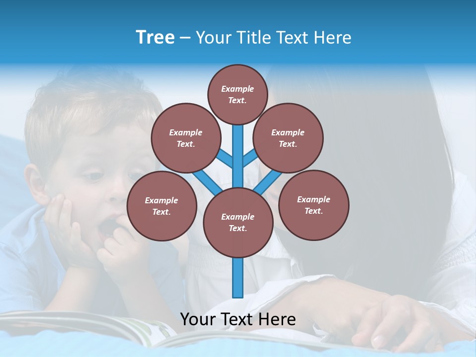 Mother And Three Years Old Boy Reading Book - Good Night PowerPoint Template