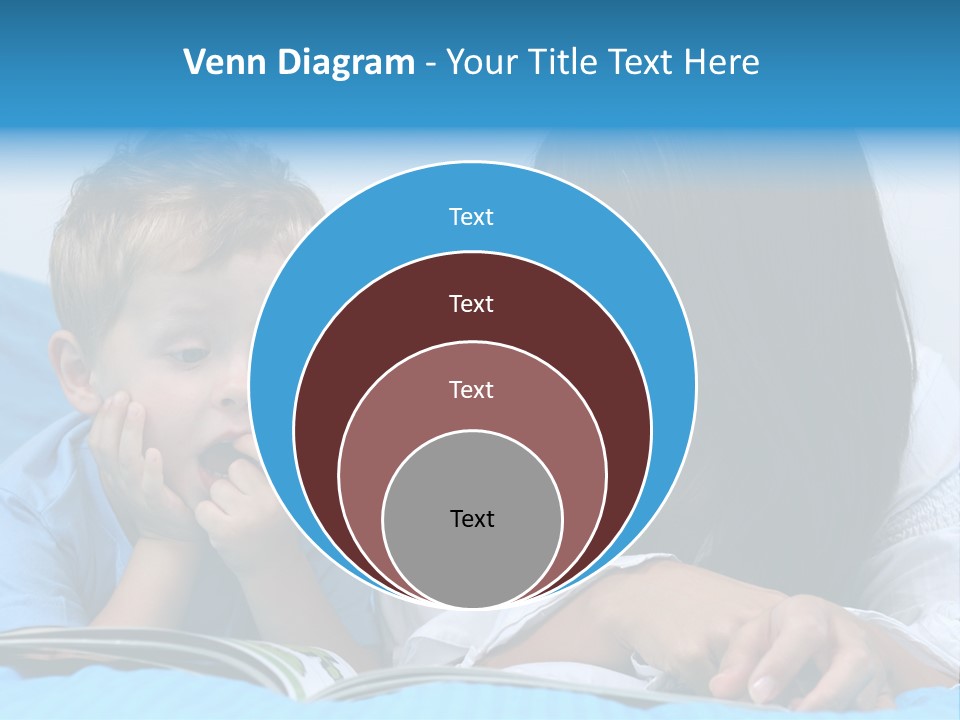 Mother And Three Years Old Boy Reading Book - Good Night PowerPoint Template