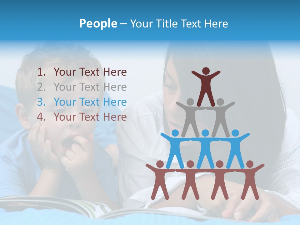 Mother And Three Years Old Boy Reading Book - Good Night PowerPoint Template