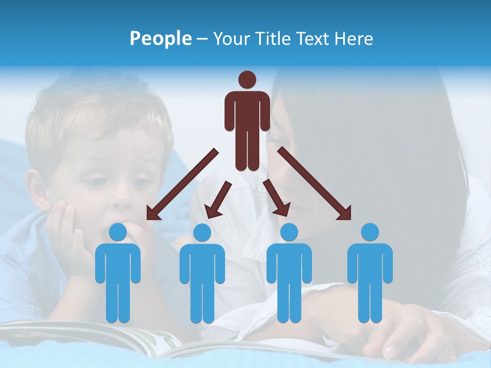 Mother And Three Years Old Boy Reading Book - Good Night PowerPoint Template
