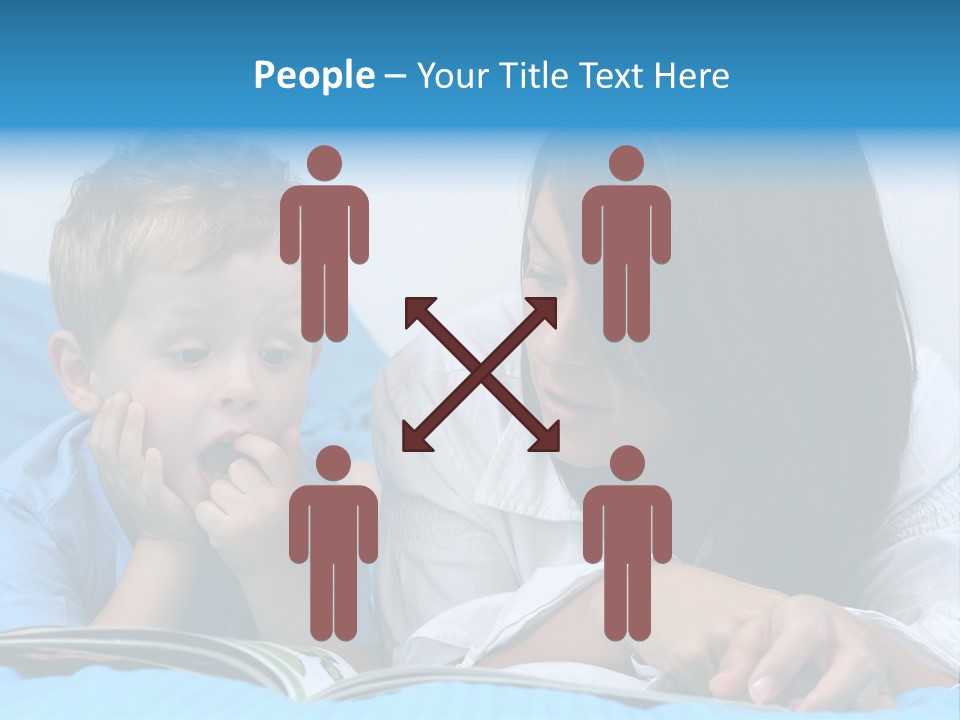 Mother And Three Years Old Boy Reading Book - Good Night PowerPoint Template