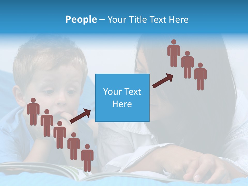 Mother And Three Years Old Boy Reading Book - Good Night PowerPoint Template