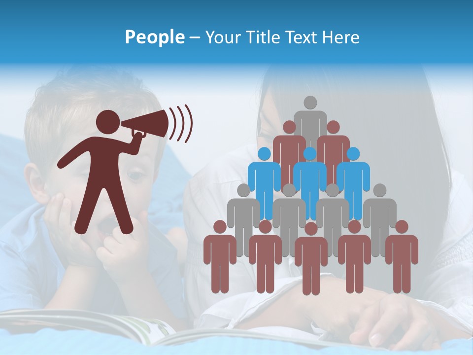 Mother And Three Years Old Boy Reading Book - Good Night PowerPoint Template