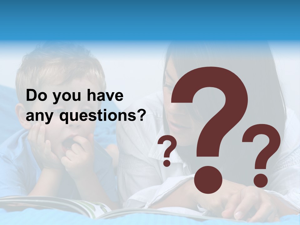 Mother And Three Years Old Boy Reading Book - Good Night PowerPoint Template