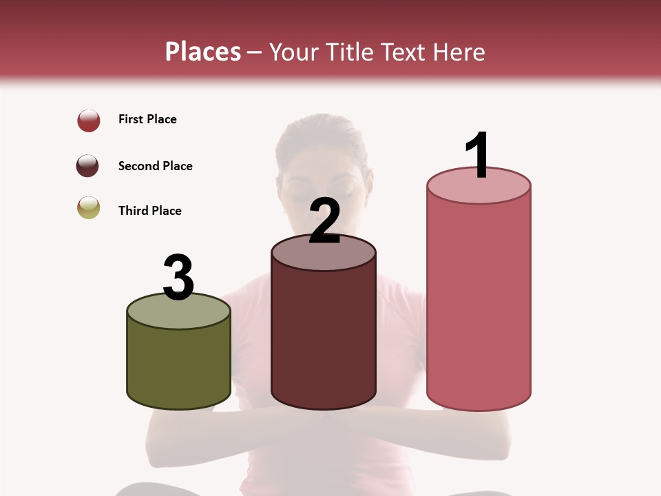 Mid  Multiethnic Woman Sitting In Namaste Position On Exercise Mat With Eyes Closed And Hands At Heart Center. PowerPoint Template