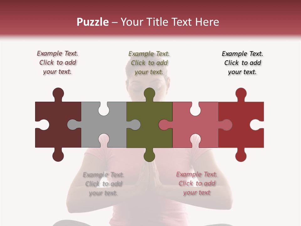 Mid  Multiethnic Woman Sitting In Namaste Position On Exercise Mat With Eyes Closed And Hands At Heart Center. PowerPoint Template