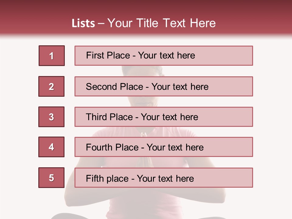 Mid  Multiethnic Woman Sitting In Namaste Position On Exercise Mat With Eyes Closed And Hands At Heart Center. PowerPoint Template