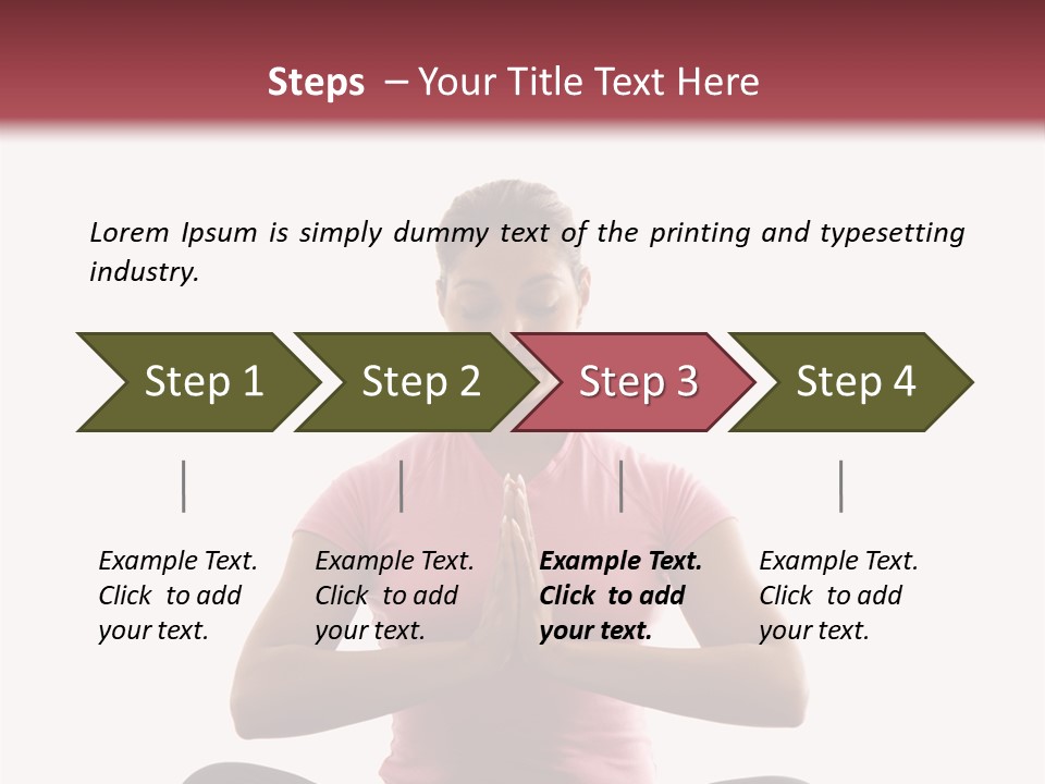 Mid  Multiethnic Woman Sitting In Namaste Position On Exercise Mat With Eyes Closed And Hands At Heart Center. PowerPoint Template