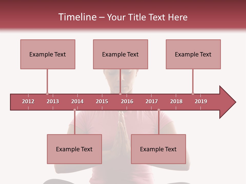 Mid  Multiethnic Woman Sitting In Namaste Position On Exercise Mat With Eyes Closed And Hands At Heart Center. PowerPoint Template