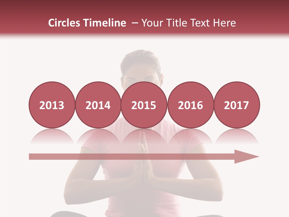 Mid  Multiethnic Woman Sitting In Namaste Position On Exercise Mat With Eyes Closed And Hands At Heart Center. PowerPoint Template