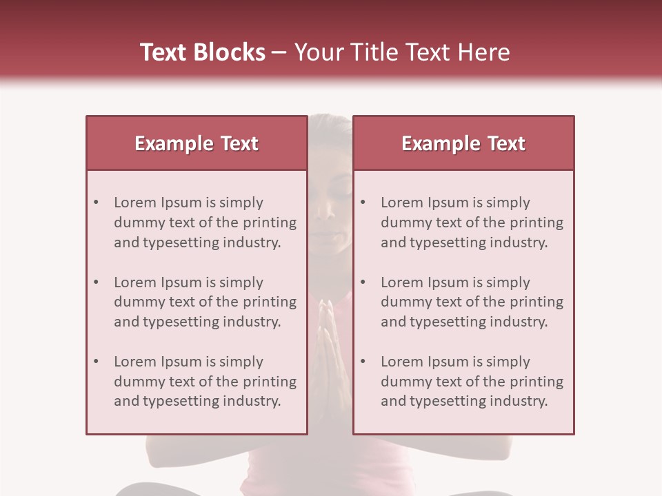 Mid  Multiethnic Woman Sitting In Namaste Position On Exercise Mat With Eyes Closed And Hands At Heart Center. PowerPoint Template